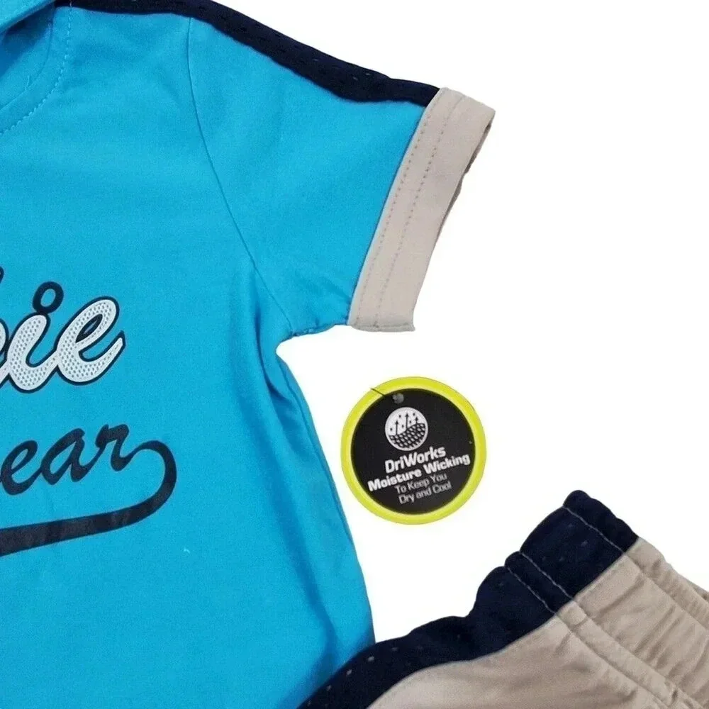 3-6m Boys ROOKIE OF THE YEAR Light Blue/Grey Hooded Tshirt/Shorts Athletic Set